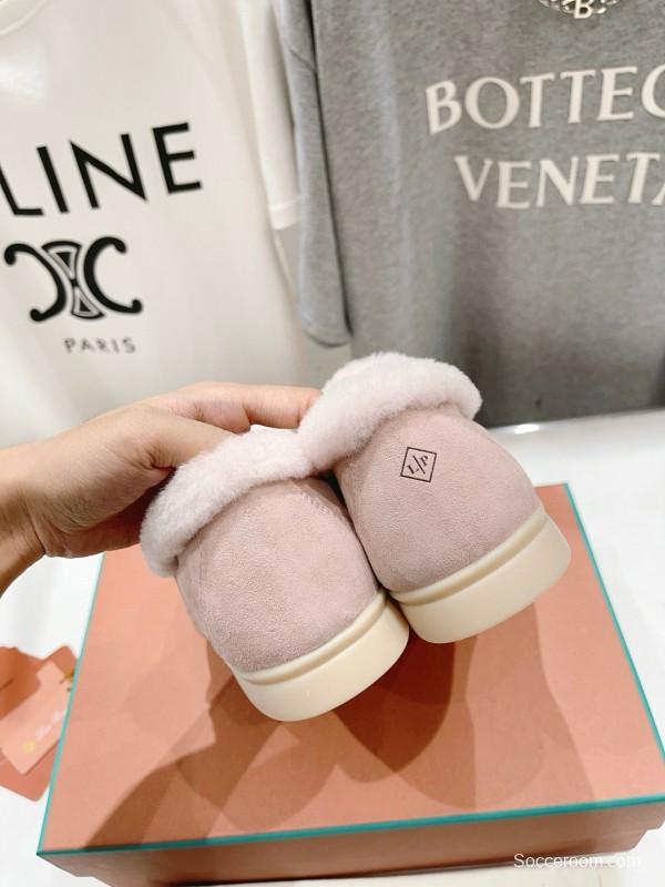 2024 Women LP Pink Suede Shearling Loafers MJ00300