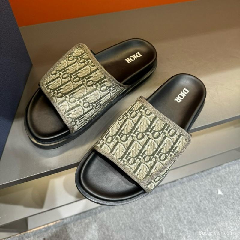 2024 Dior beige black fabric slippers MJ00180
