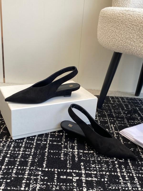 2025 Women Toteme Black Suede Slingback Pumps