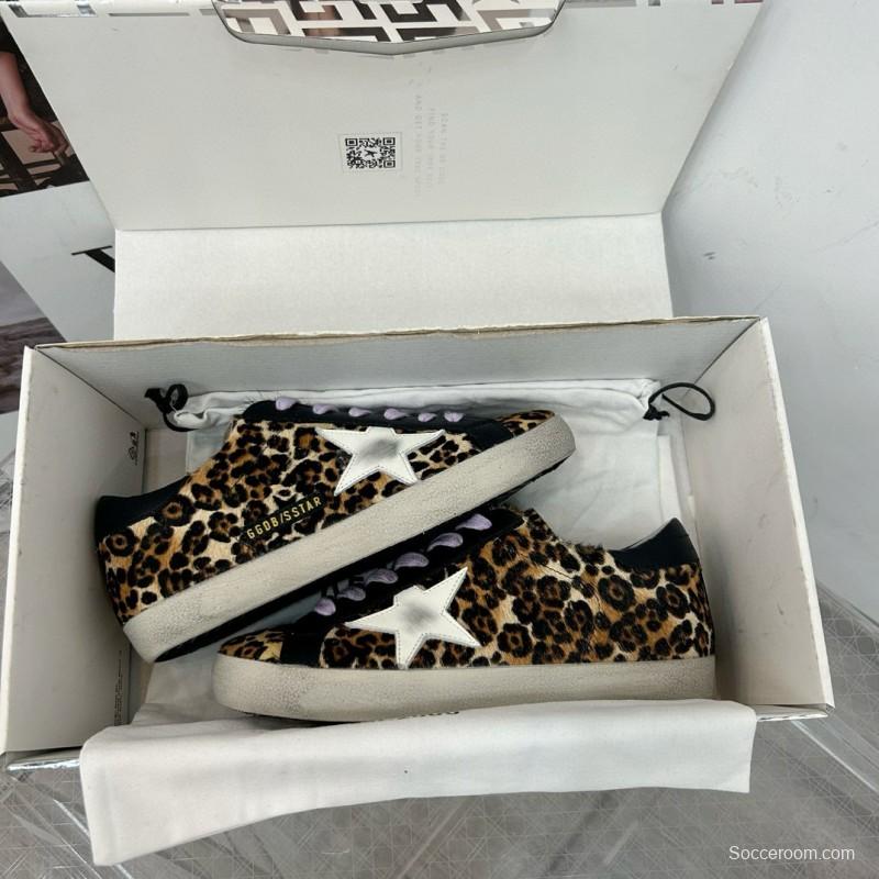 2025 Women GGDB Leopard Black White Leather Suede Sneakers