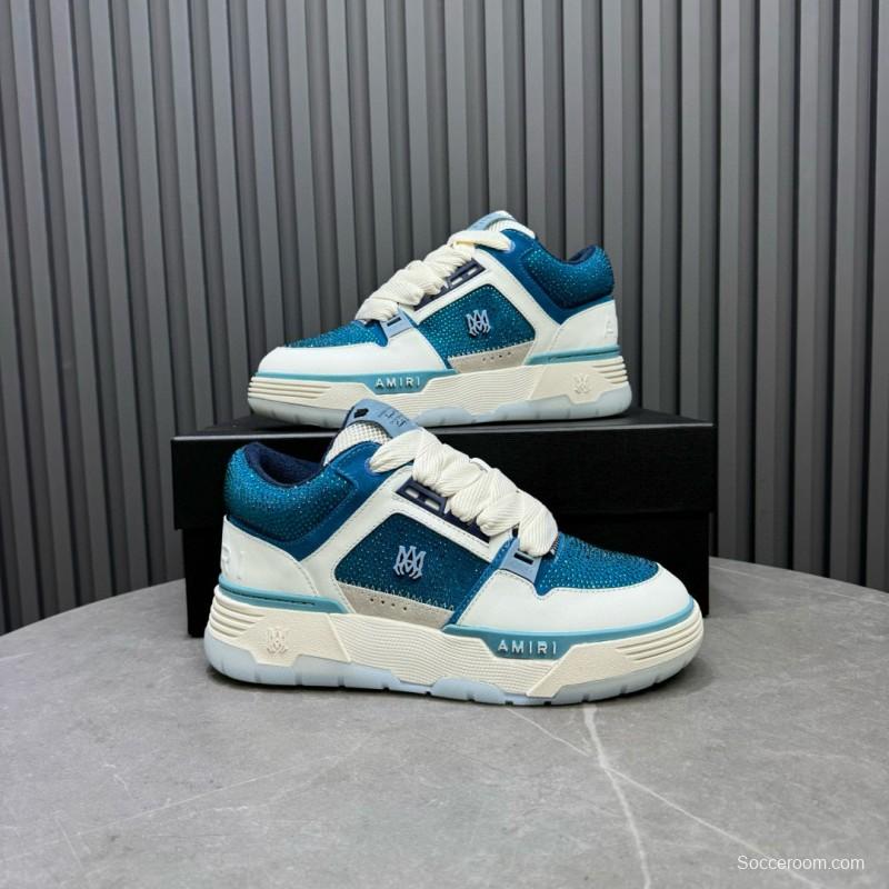 2024 Unisex Amiri Blue White Leather Mesh Sneakers MJ00410