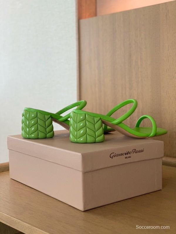 2025 Women Gianvito Rossi Green Leather Slippers