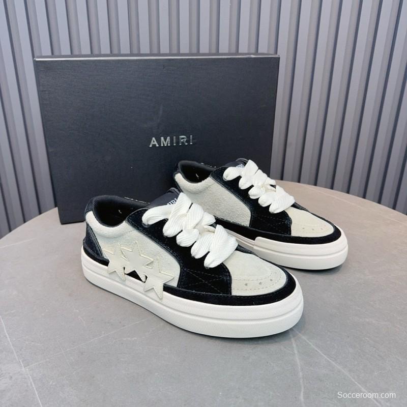 2024 Unisex Amiri Black White Leather Sneakers MJ00300
