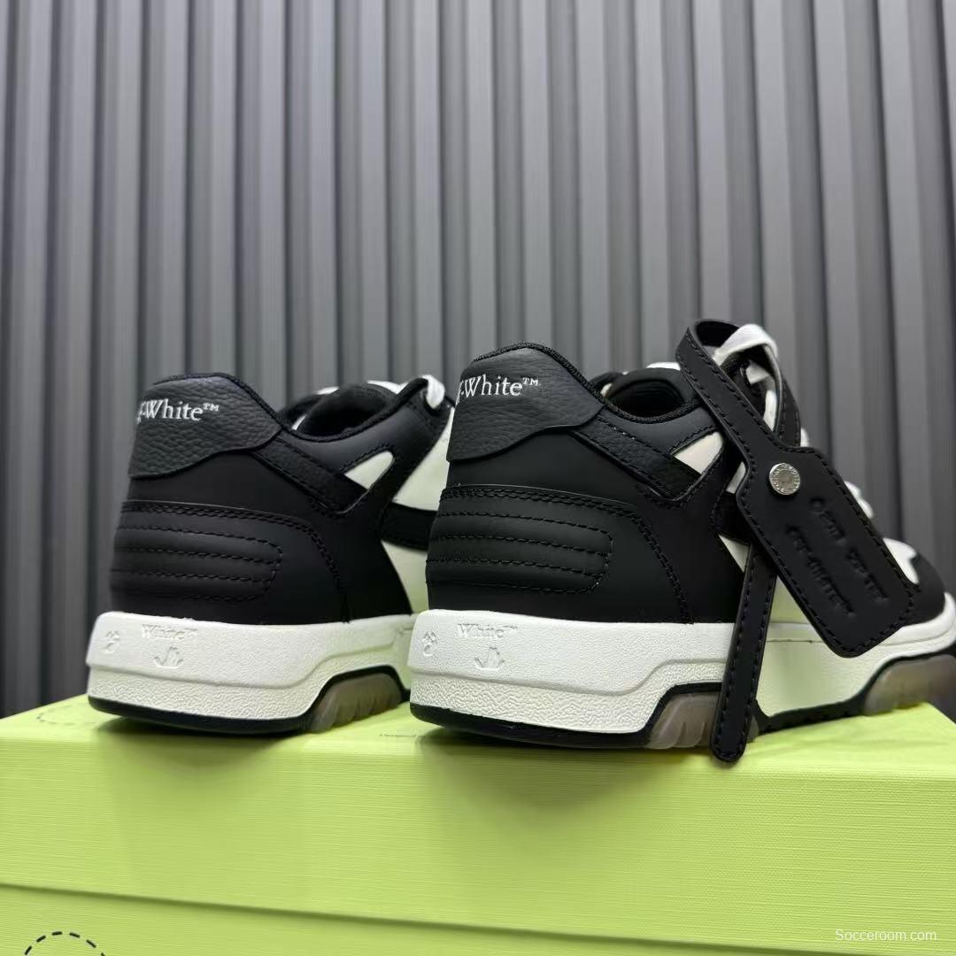 2025 Unisex Off-White Black White Leather Sneakers KFY00310(F/W)