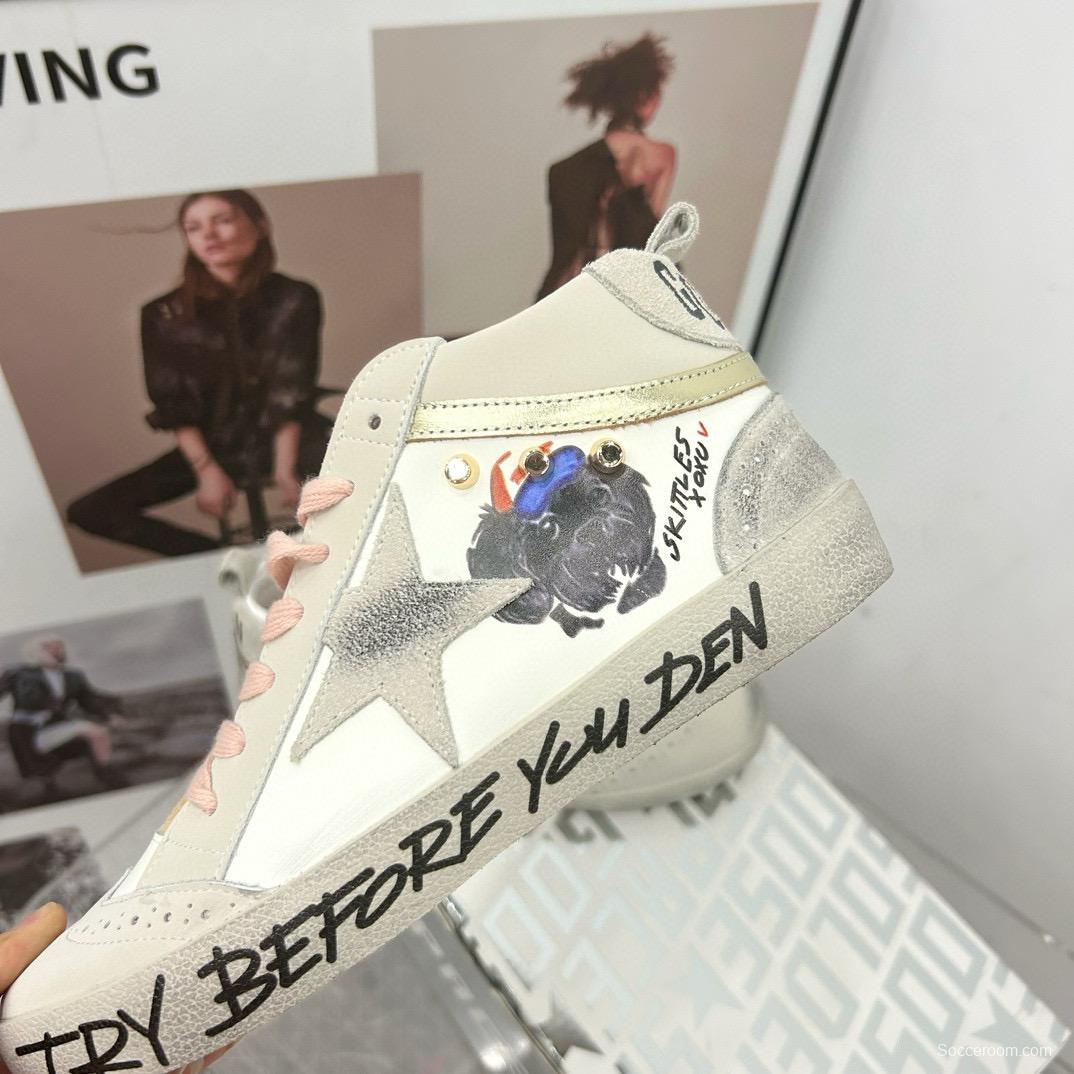 2024 Unisex GGDB White Pink Grey Suede Leather High Top Sneakers MJ00300