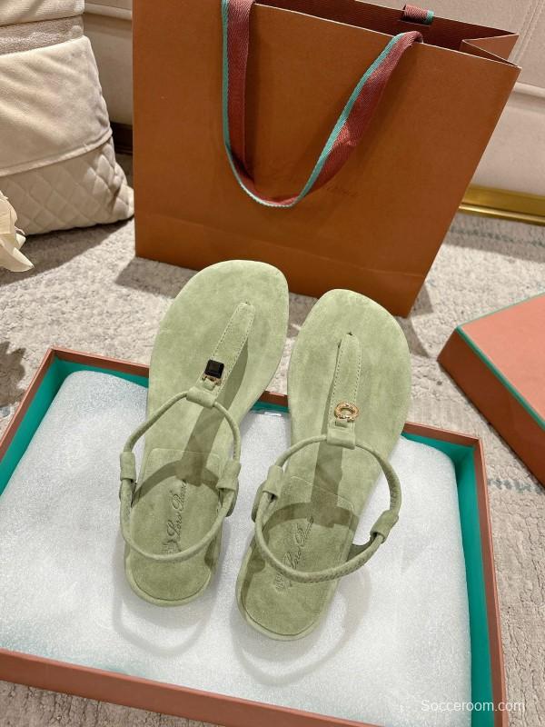 2025 Women LP Light Green Suede Sandals LY00360