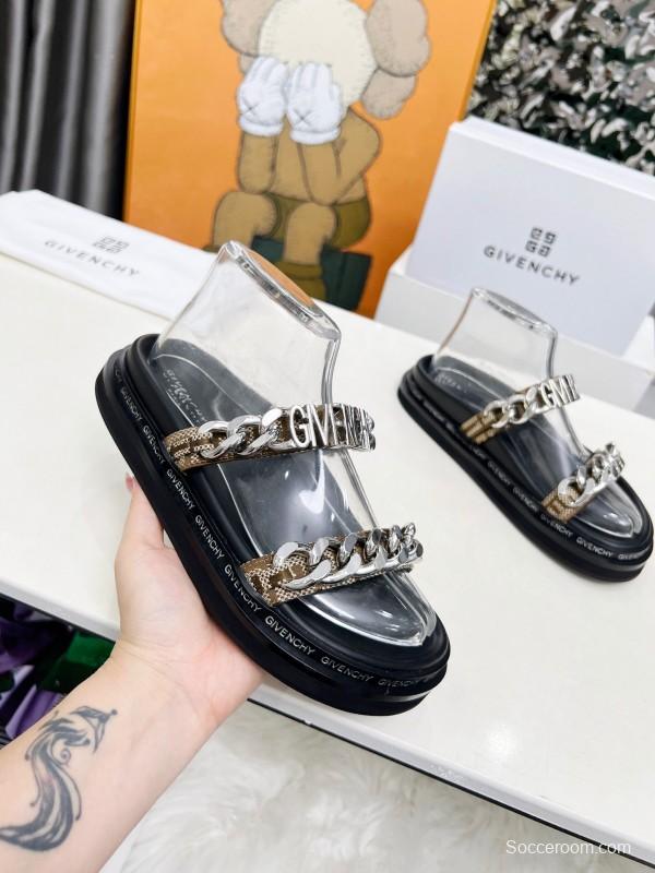 2025 Women Givenchy Black Transparent PVC Leather Sandals Chain LY00250