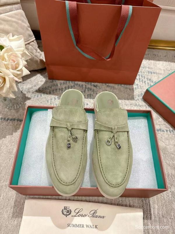 2025 Women LP Light Green Suede Loafers LY00000
