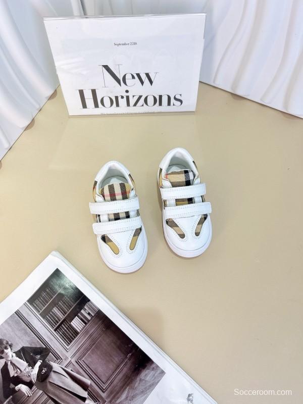 2024 Kids B White Black Canvas Leather Shoes