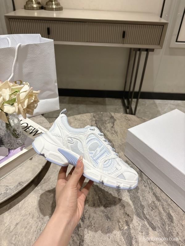 2025 Women Dior White Mesh Leather Sneakers