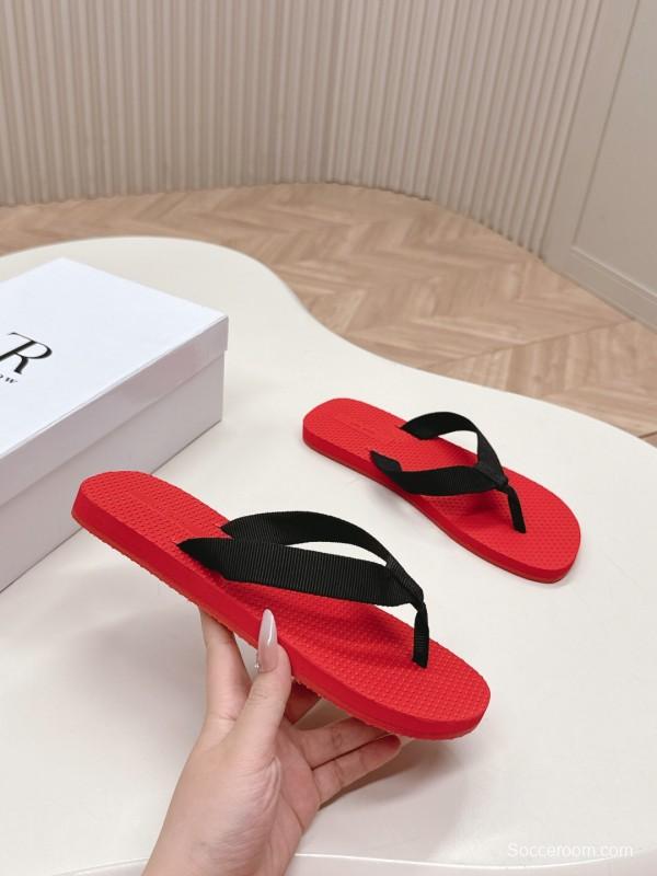 2025 The Row Red Black Rubber Slippers