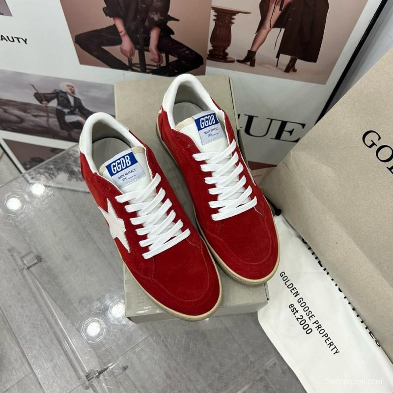 2024 Women GGDB Red Suede White Star Low-Top Sneakers MJ00260