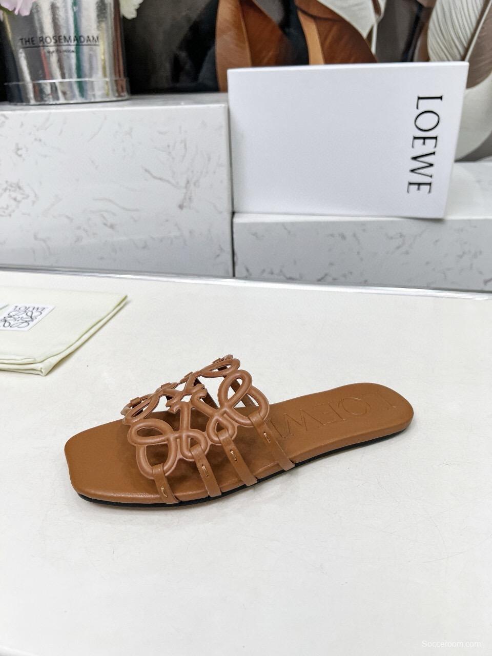 2025 Slippers Loewe Brown Leather Slides LY00190