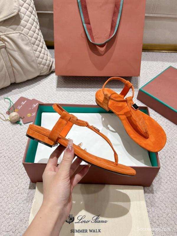 2025 LP Orange Suede Slippers