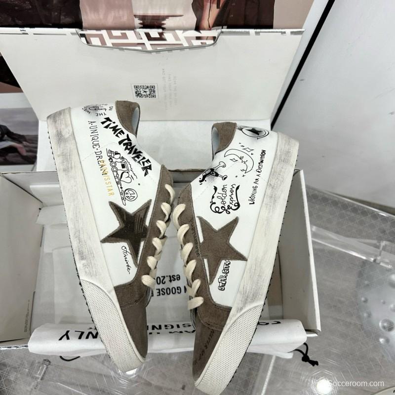 2025 Unisex GGDB White Grey Suede Calf Leather Sneakers