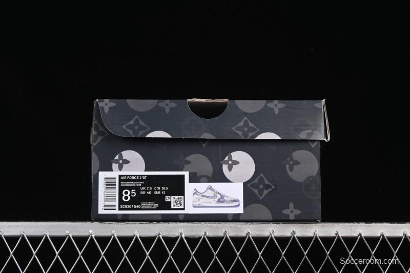 Nike Air Force 1 '07 Low LV Collaboration Gray Blue Denim Casual Sneakers - SC9207-540