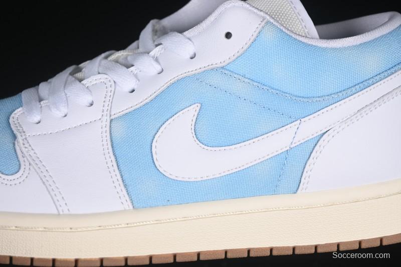 Nike Air Jordan 1 Low Worn Blue Denim Casual Sneakers - HQ2004-400