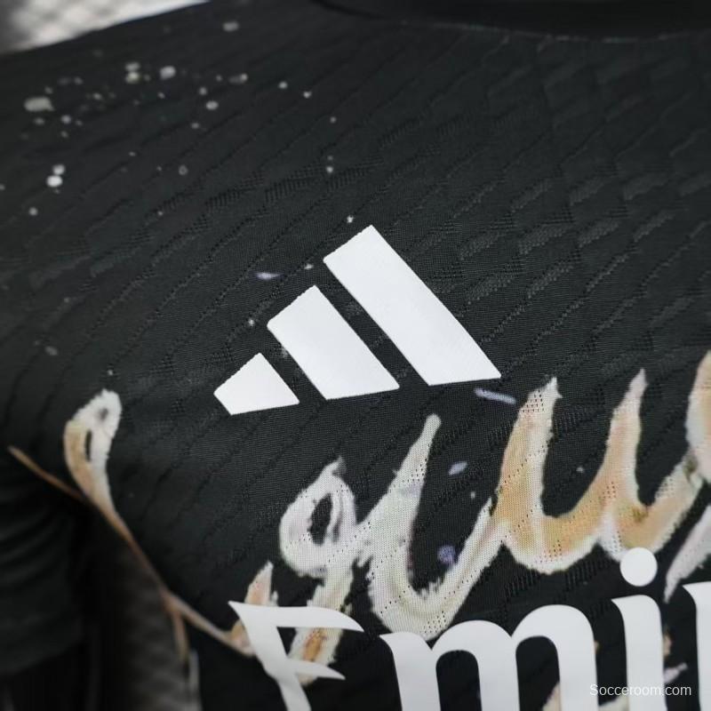 Player Version 25/26 Real Madrid Black with Colorful Abstract Art Pattern Jersey