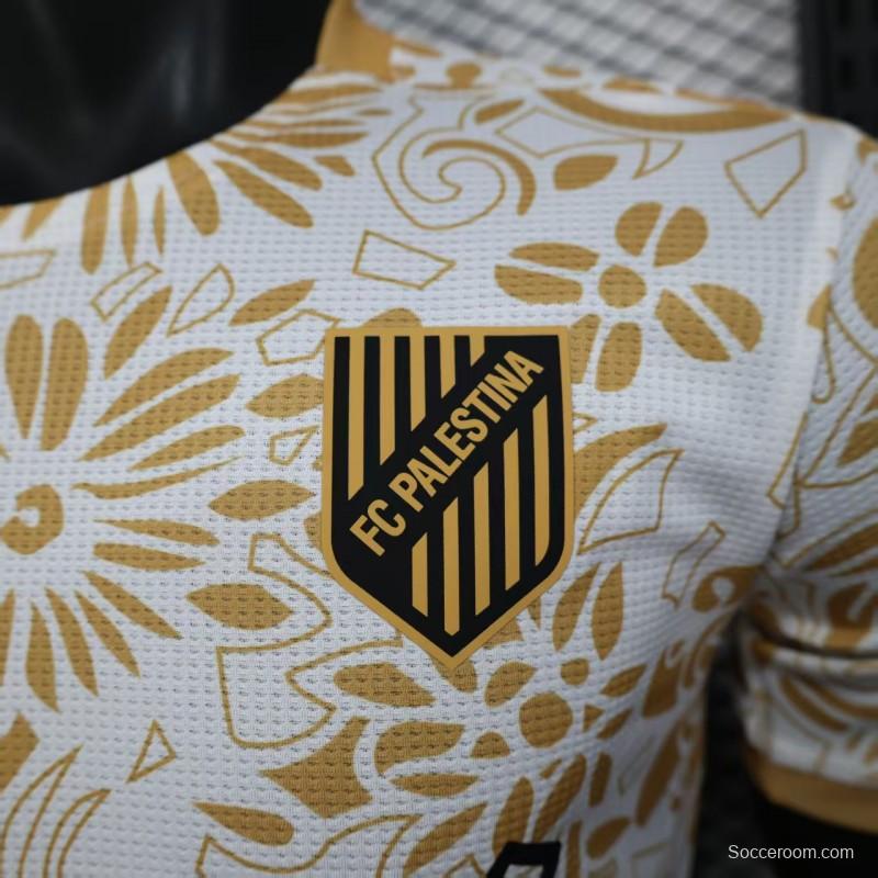 Player Version 25/26 FC Palestine White with Golden Floral Pattern Jersey