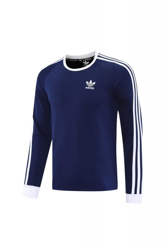 2025 Adidas Originals Long Sleeve T-Shirt Collection - Navy/White/Black with 3-Stripes