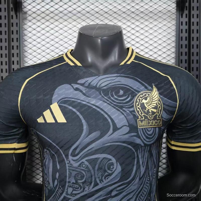 Player Version 2025 Mexico Black with Eagle Feather Pattern Jersey
