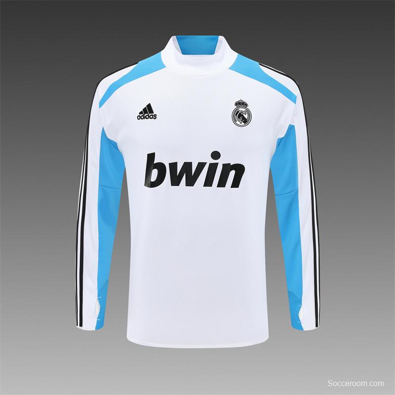 Retro 12/13 Real Madrid White/Blue Half Zipper Jacket
