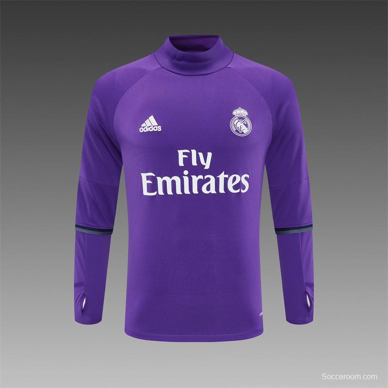 Retro 16/17 Real Madrid Purple Half Zipper Jacket