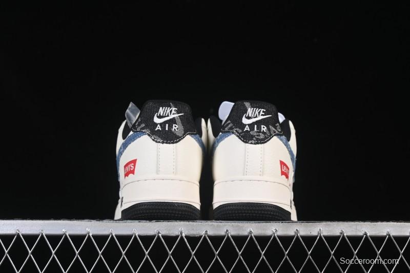 Nike Air Force 1 '07 Low Levi's Collaboration Light Blue Denim Four Swoosh Casual Sneakers - QW5606-261
