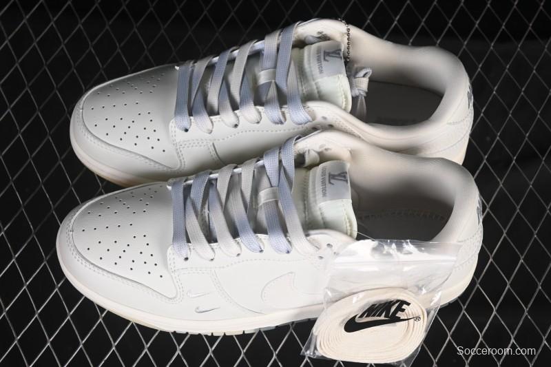 Nike SB Dunk Low LV Collaboration Beige Gray Double Swoosh Crystal Sole Anniversary Custom Low-Top Casual Skate Shoes - XX3168-190