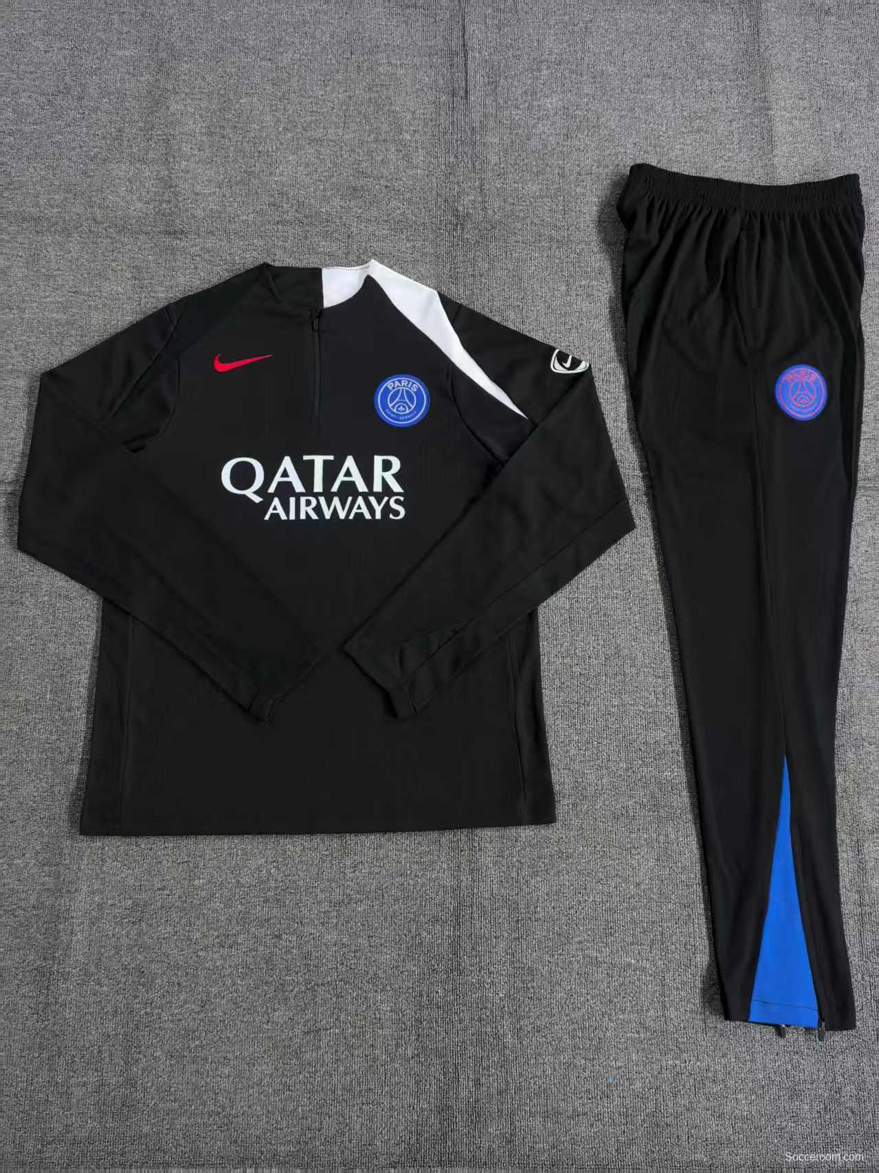 Player Version 25/26 Kids PSG Black T90 Half Zipper Jacket+Long Pants