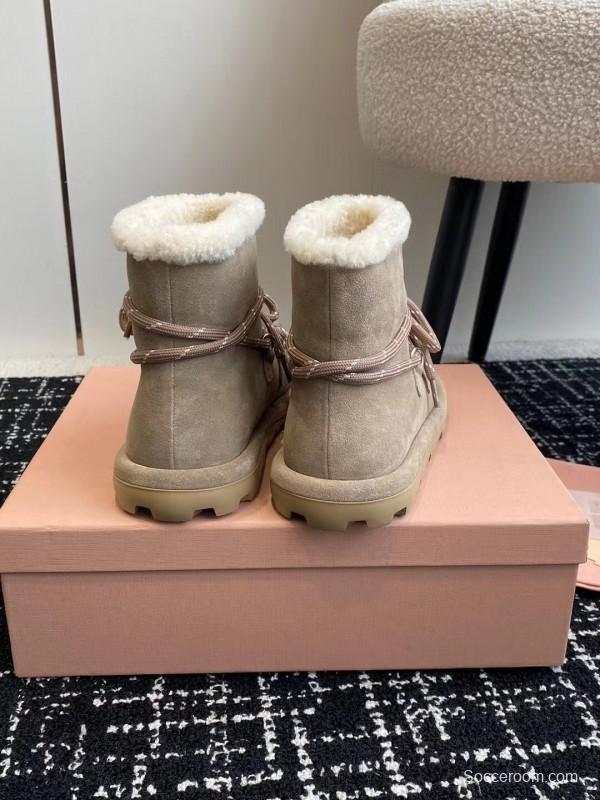 Miu Miu 2025/SS Lace-Up Snow Boots - AS00310
