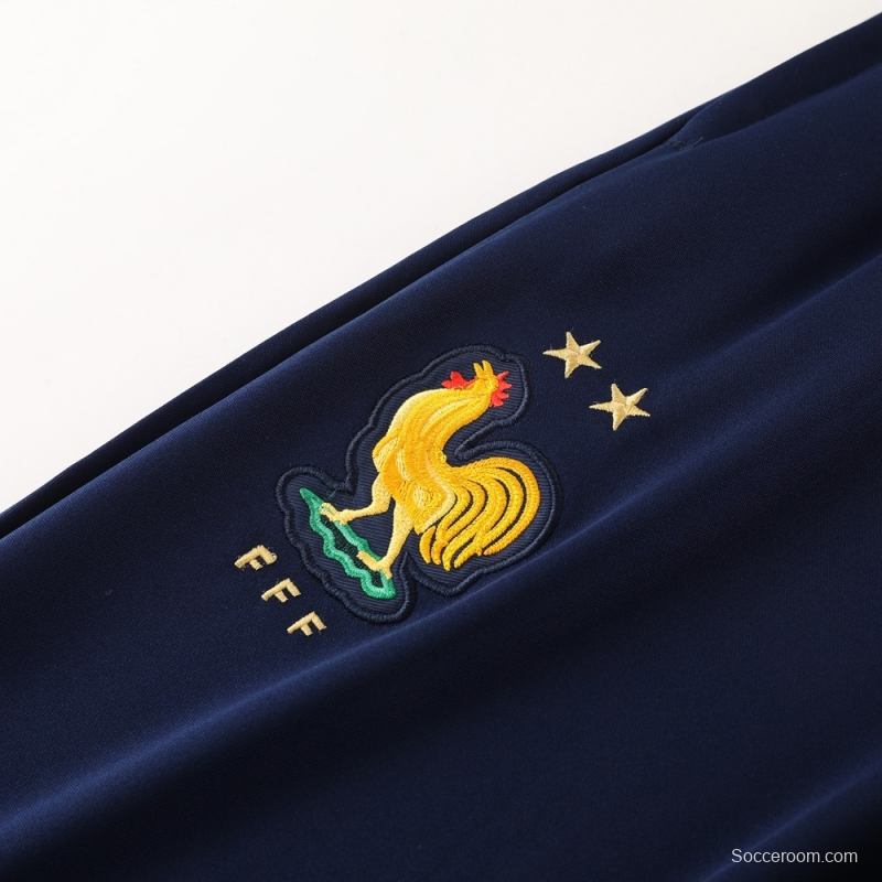 2025 France Royal Blue Half Zipper Jacket+Long Pants