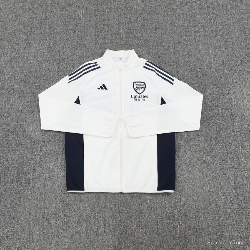 25/26 Arsenal White S-2XL Half Zipper Jacket+Long Pants