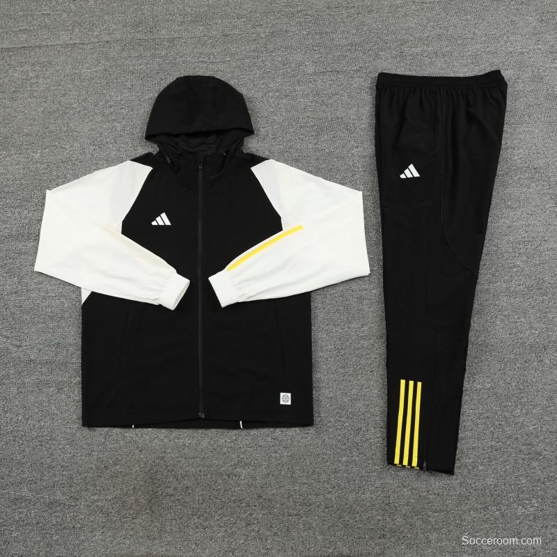 2025 Adidas Black White Half Zipper Jacket+Long Pants S-2XL
