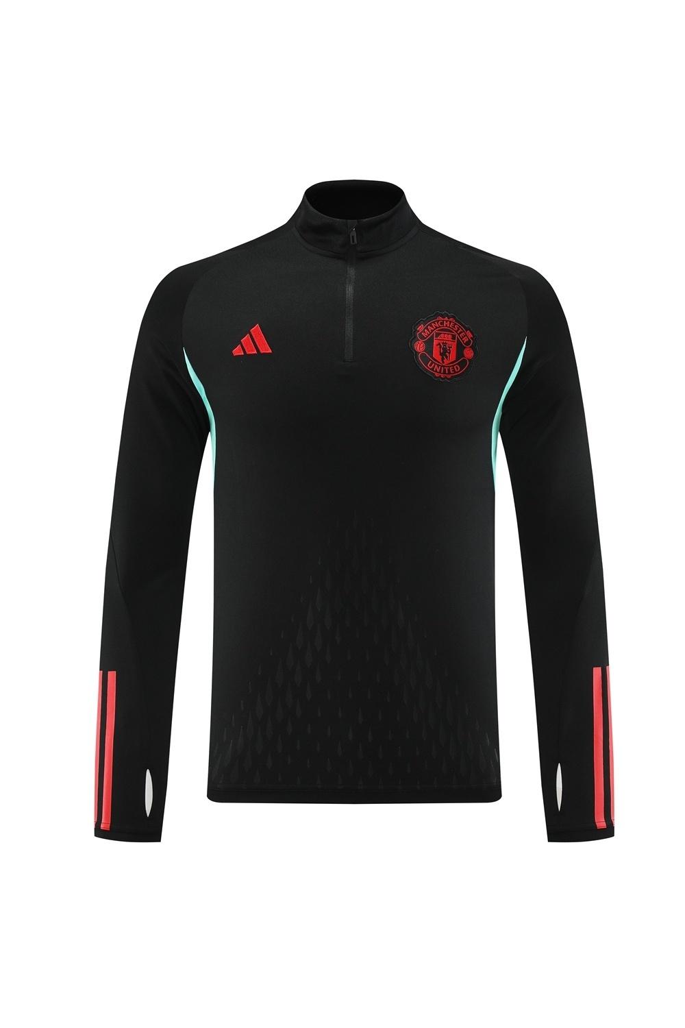 25/26 Manchester United Black Half Zipper Jacket+Long Pants