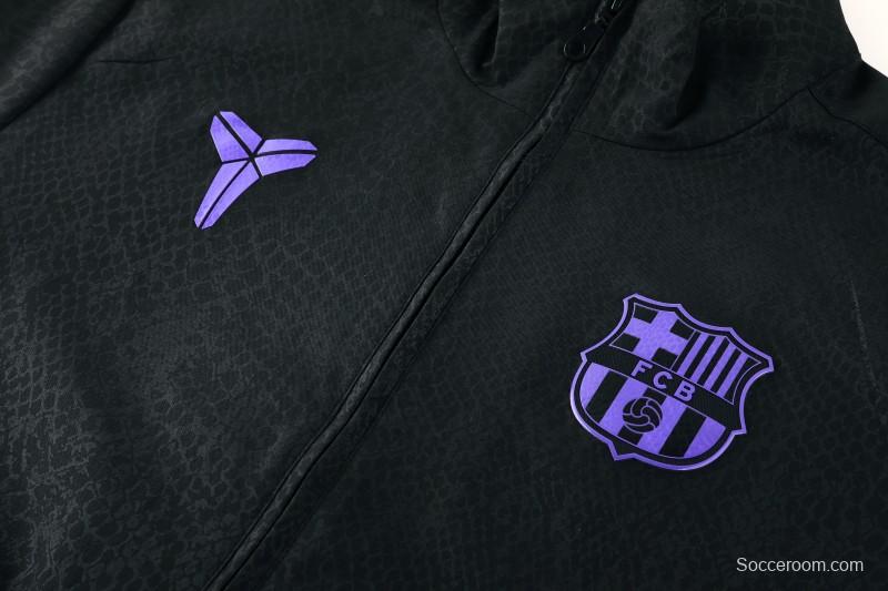 25/26 Barcelona Black S-3XL Half Zipper Jacket+Long Pants