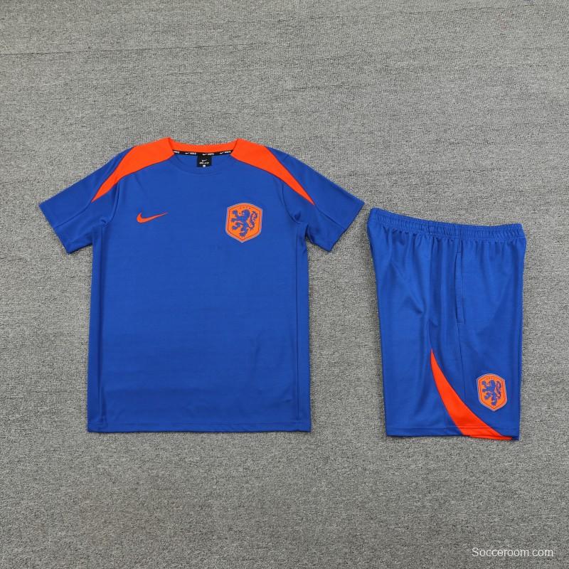 2025 Netherlands Blue Short Sleeve+Soccer Shorts