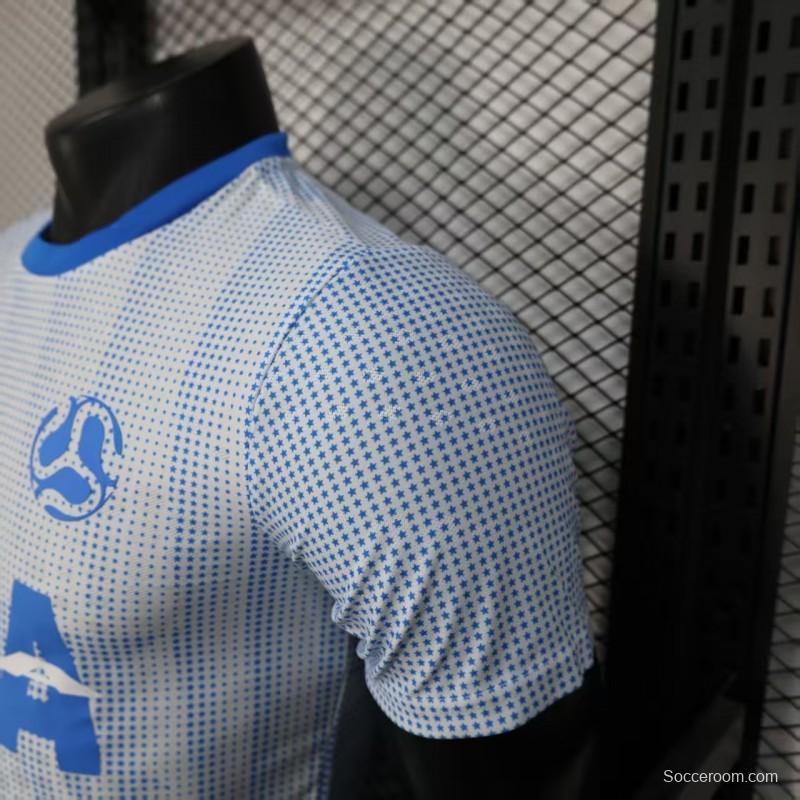 2025 Player Version  USA  Away White with Blue Halftone Gradient Pattern World Cup Commemorative Jersey