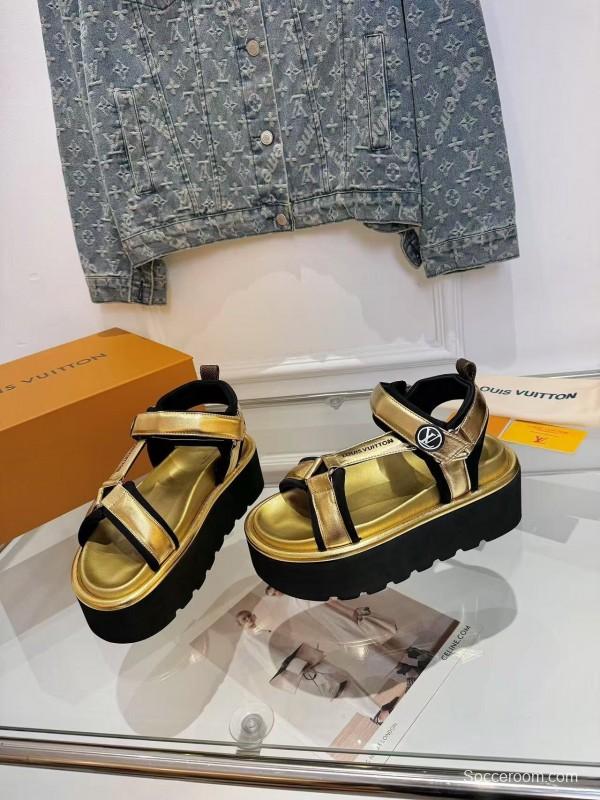 Louis Vuitton 2025/SS Latest High-End Fashion Versatile Sandals with Thick Sole Heightening and Slimming Effect - LY00