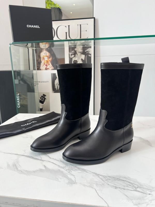 Adidas 2025 SS Suede Color-Block Slip-On Equestrian Boots Retro Western Cowboy Boots - LY00350