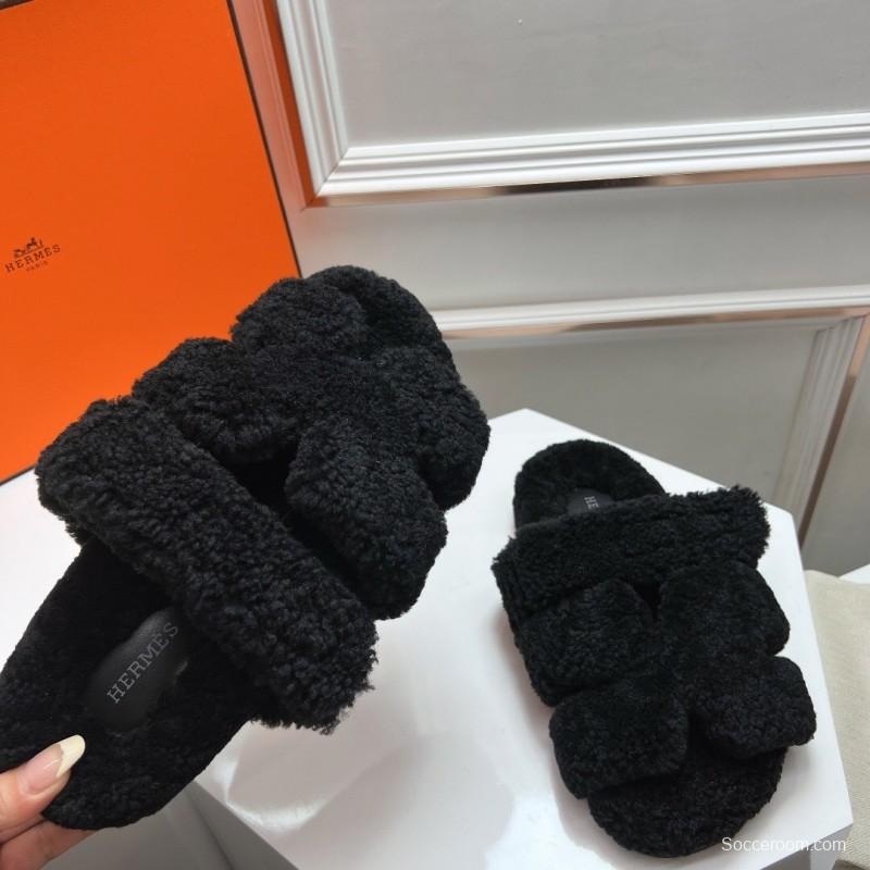 H Love Second Uncle Shoes Fur Slippers - LY00270