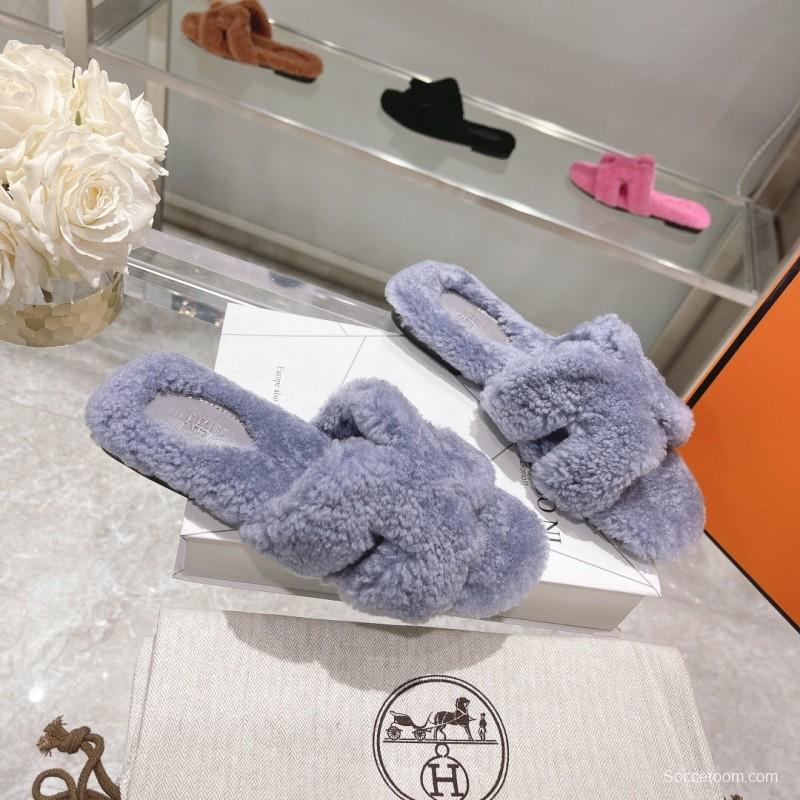 H Teddy Wool H Slippers Flat Sole - LY00240