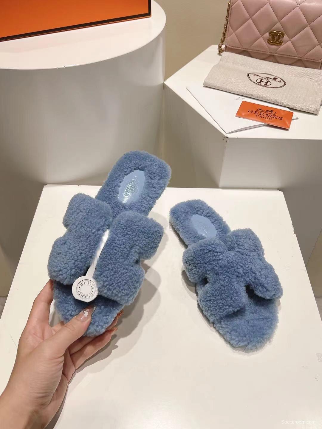 Hermès Teddy Wool Flat Slippers - LY00240