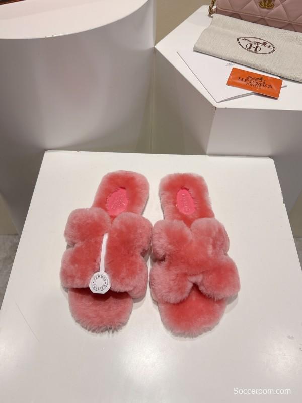 Hermès Autumn Winter Flat Fur Slippers - LY00240
