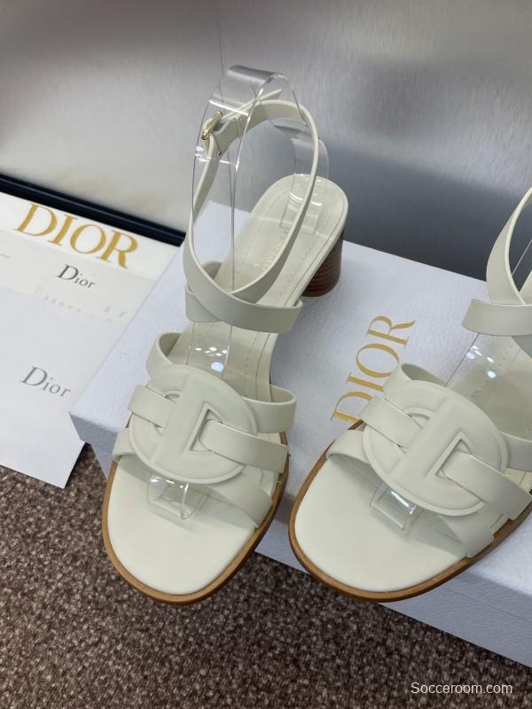 Dior D-Club Jelly Color Hollow Layered Cross Strap Mid Heel Women Shoes - KFY00290