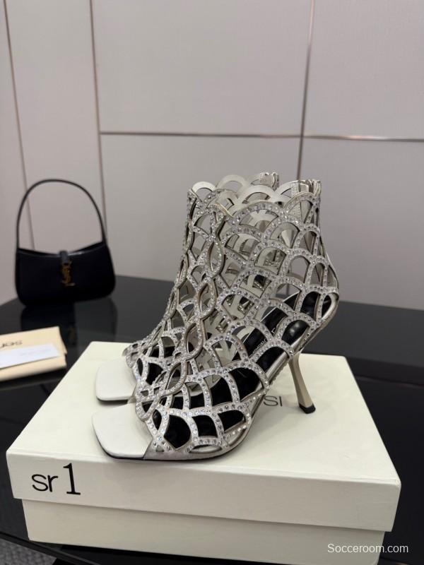 Sergio Rossi Mermaid Sandals 2025 SS Collection Elegant Fishnet High Heels - KFY00470