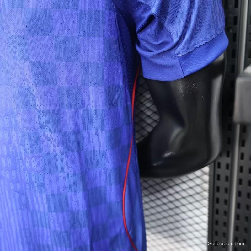 Player Version 2026 Croatia Away Blue with Subtle Checkerboard Pattern Jersey