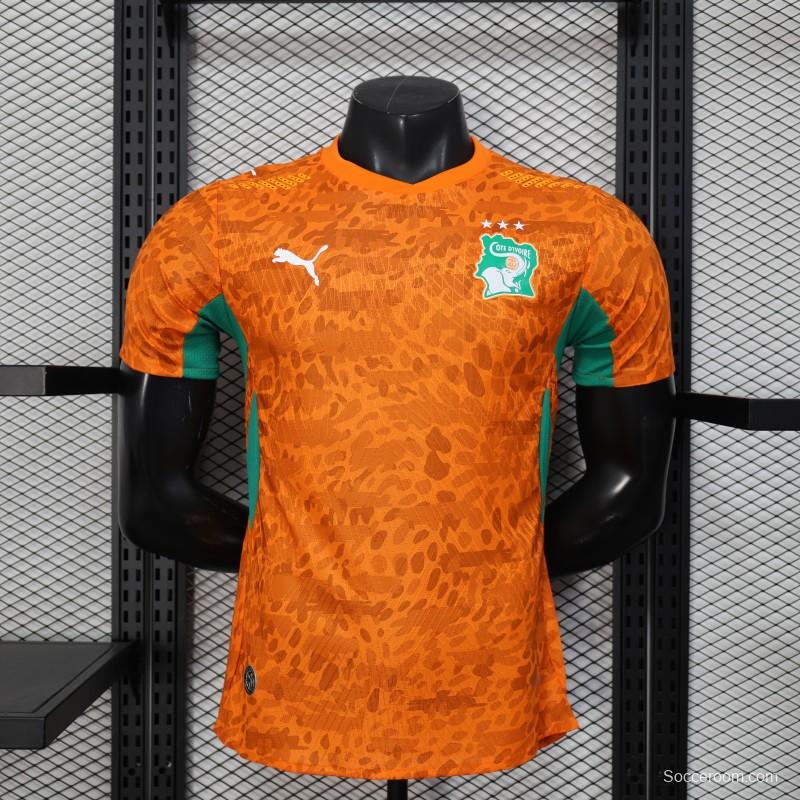 2026 Player Version Ivory Coast Orange with Leopard Pattern Jersey