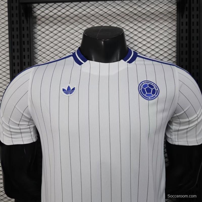 2026 Player Version Colombia White with Blue Vertical Stripe Jersey
