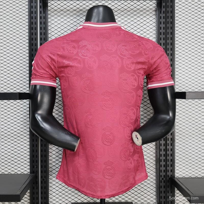 25/26  Player Version Real Madrid Third Dark Pink with all-over embossed crest pattern Jersey